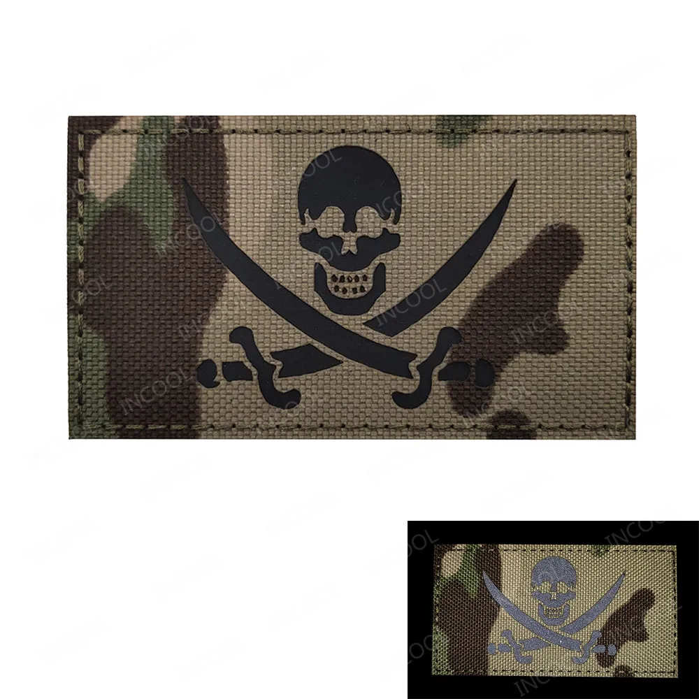 Инфракрасные Светоотражающие нашивки с вышивкой в виде черепа светящиеся