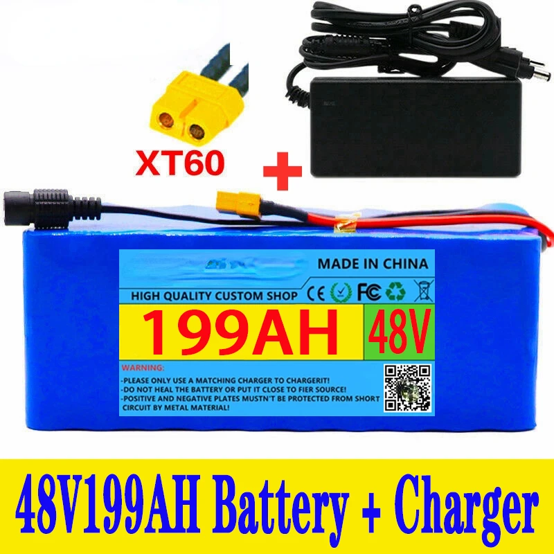 

New 18650 Lithium Ion Electric Bicycle E-Scooter 48V 199Ah 13S3P 199000Mah 350W-1000W Motorcycle Battery 20A BMS 54.6V Charger