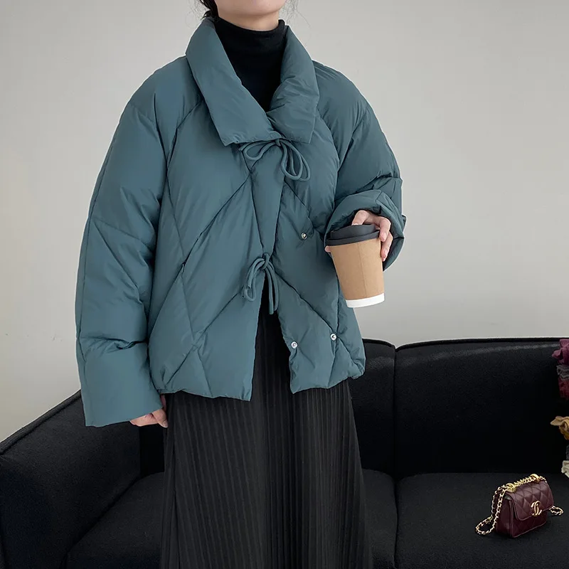 Down jacket bow knot winter 90 white duck down