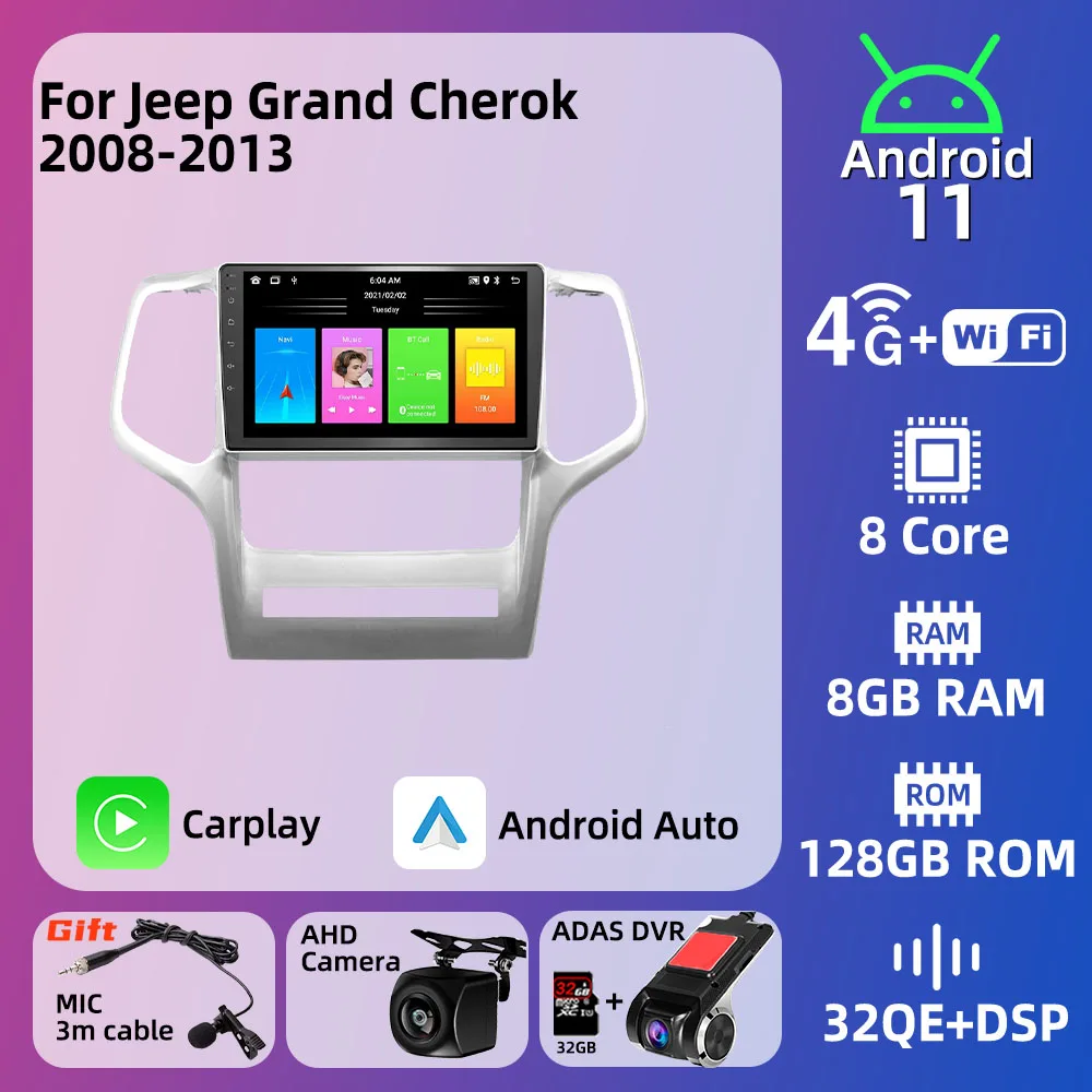 

Автомобильный мультимедийный плеер для Jeep Grand Cherokee WK2 2008-2013 радио 2 Din Android стерео навигация GPS головное устройство Авторадио экран