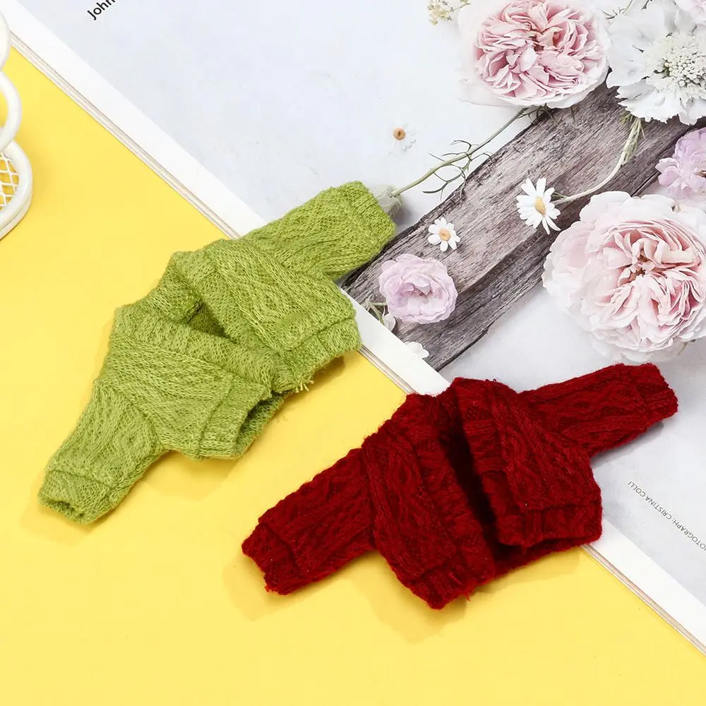 Doll Handmade Multicolored Mini Knitted Sweater Cardigans Tops Casual Dress Clothes for 1/11 1/12 OB11 Dolls Accessories