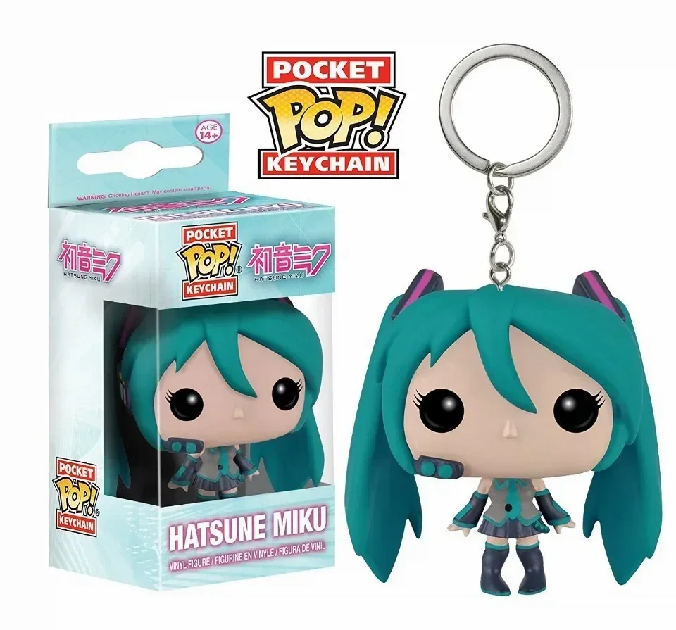 Фото FUNKO POP Аниме Хацунэ Мику Брелок Карманный Поп Брелок Игрушка Фигурки Брелок Виниловая Фигурка Куклы Игрушки для Детей №1