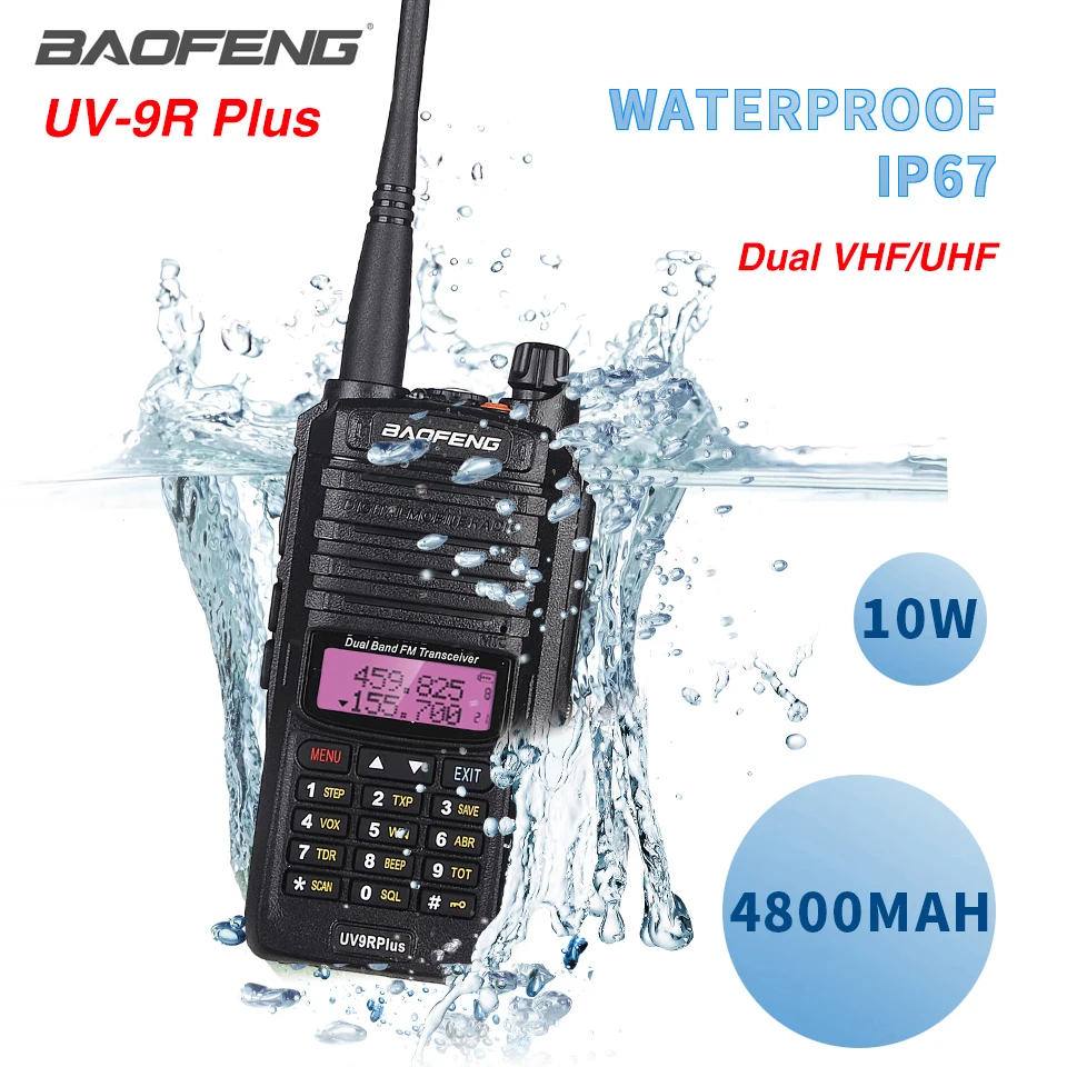 10W Baofeng UV-9R Plus Walkie Talkie UV 9R Plus Waterproof Portable CB Ham Radio Dual Band FM HF Transceiver UV9R Two Way Radio
