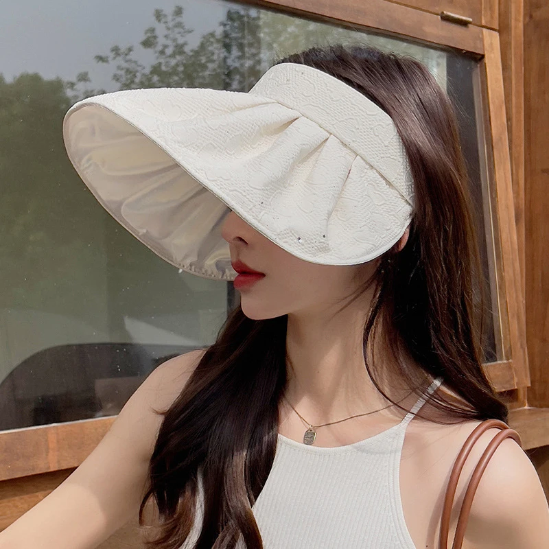 

1x Korean Style All-match Sunscreen Face Sun Hat Big Brim Shell Fisherman Hat Anti-ultraviolet Fashion Adjustable Empty Top Hat