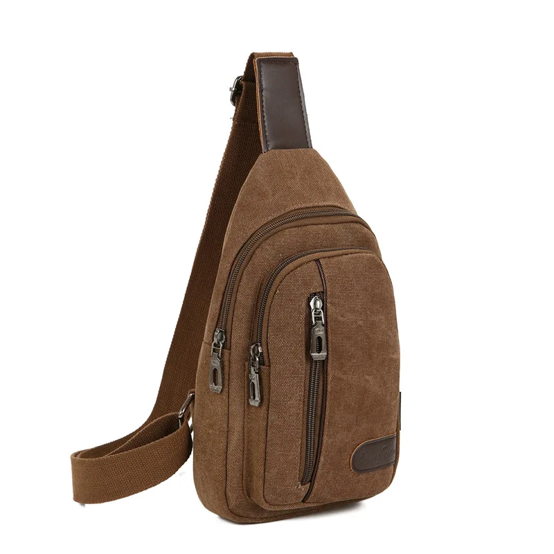 Vintage Canvas Men's Chest Bag Casual Sports Crossbody Bag Male Shoulder Bag Multifunction Man Sling Bag