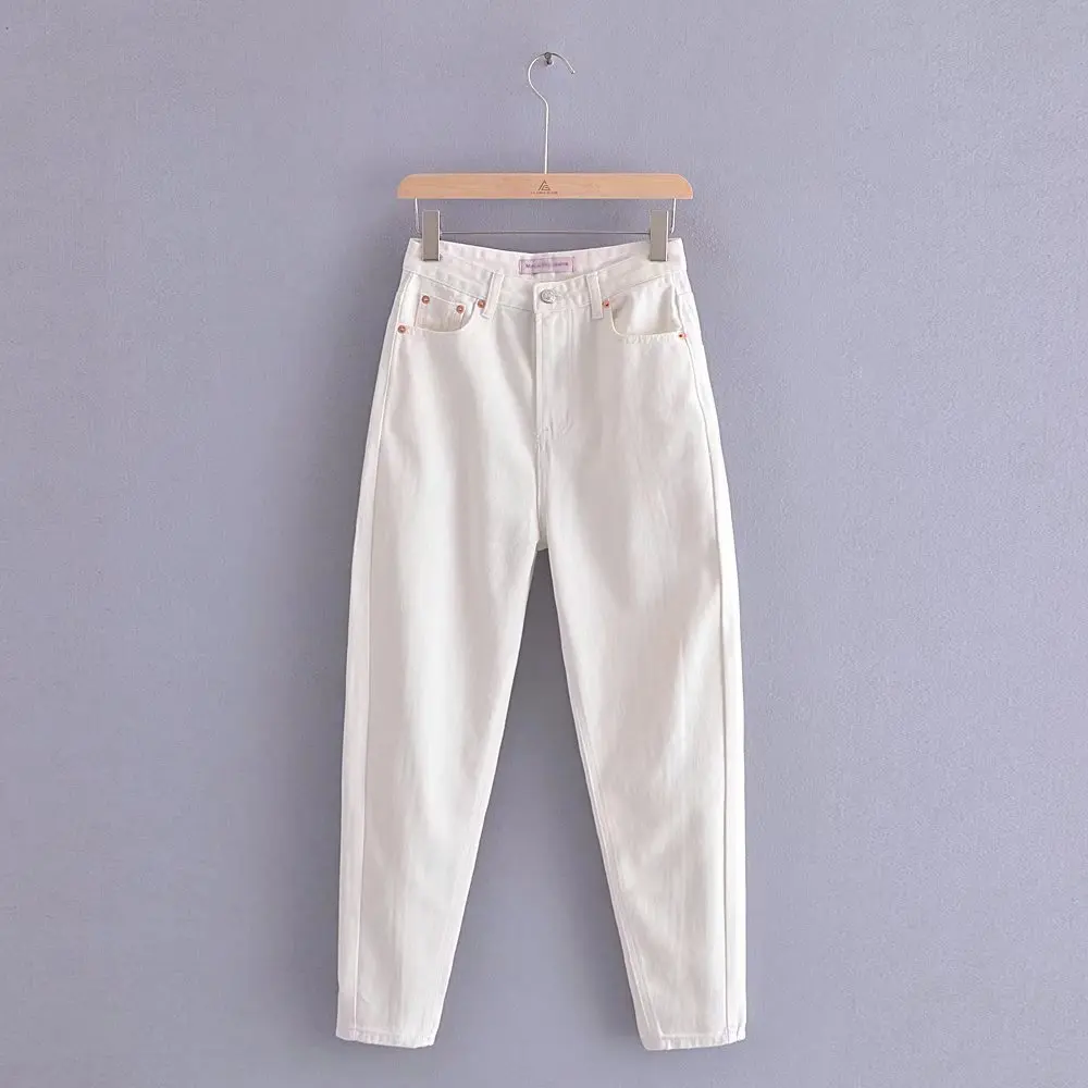 2022 Spring and Summer Women's New Casual Fashion All-match Back Patchwork Solid Color Jeans Women