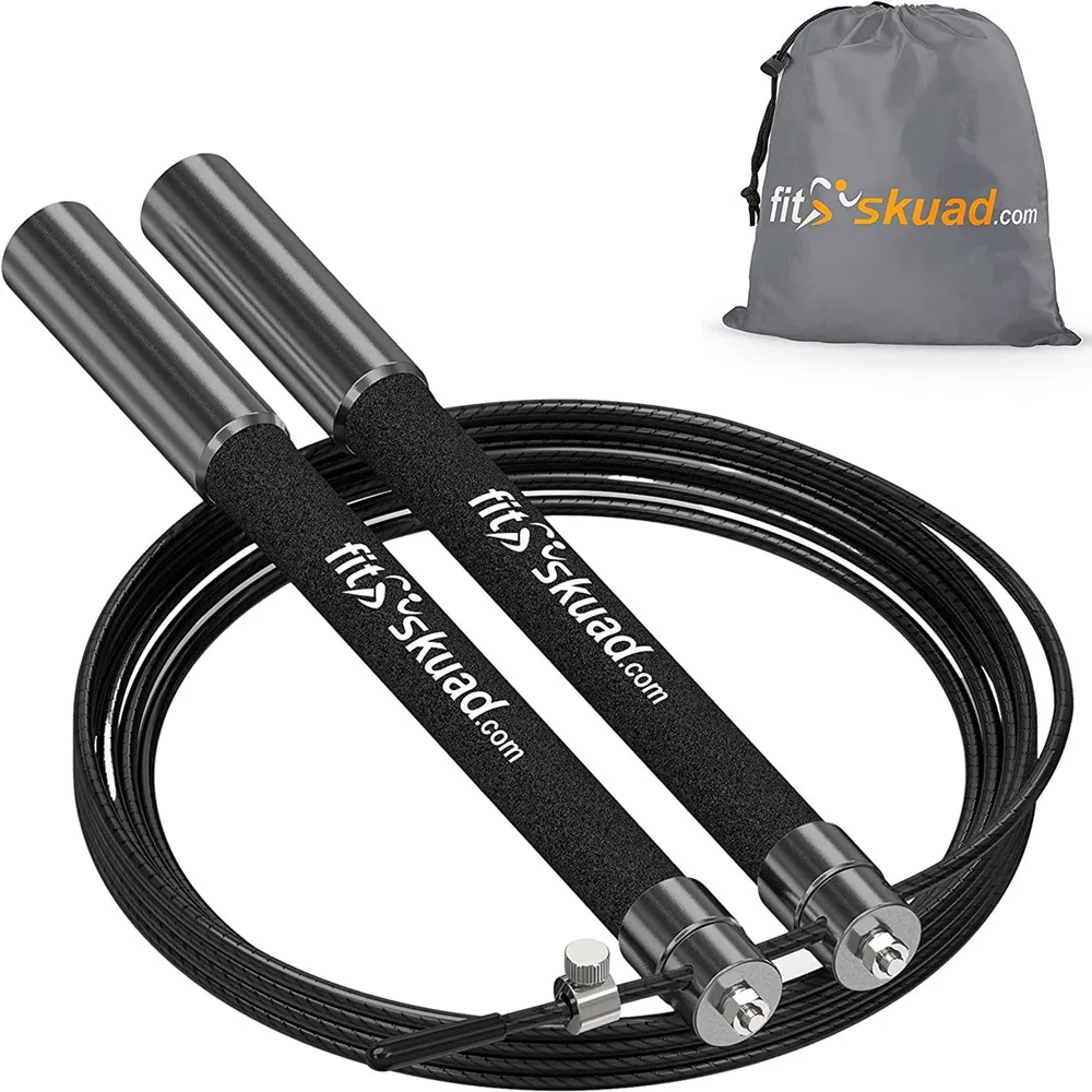 Fitskuad Speed Jump Rope Heavy Duty Adjustable Skip Rope Lightweight, Solid Aluminum Handles,Ball Bearing Smooth Crossfit Rope