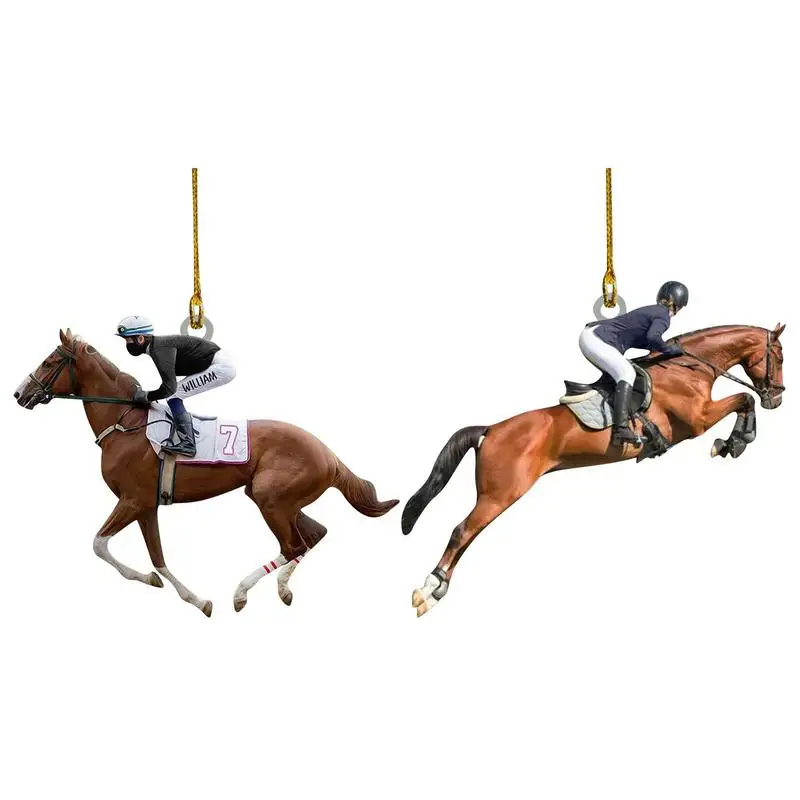 

Christmas Tree Charm Knight Templa r Riding Horse Car Hanging Ornament Car Interior Decor Decorative 2D Acrylic Horse Pendant