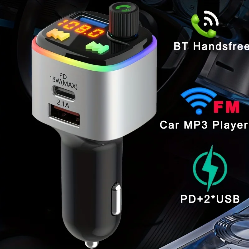 

BT Car Mp3 Player Handsfree Kit QC3.0 USB Type C PD 18W Quick Fast Charger Radio Audio Modulator Fm Transmitter