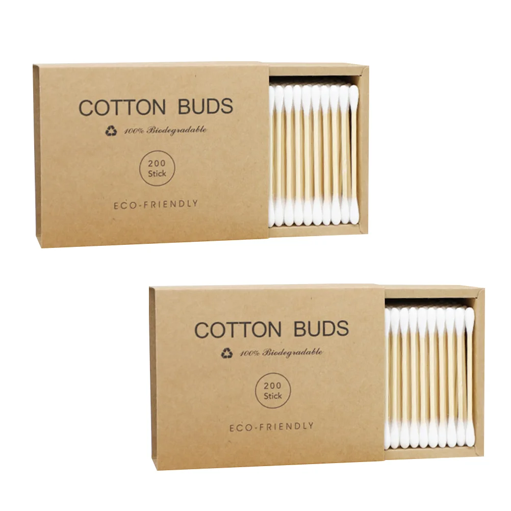 

Cotton Tips Cotton Swabs with Drawer Type Kraft Paper Box Rod Cotton Sticks Makeup Cotton Swab for Home Shop Salon Supplies