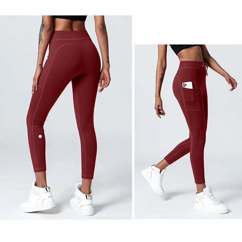 Купи Leggings with Logo Women Drawstring Yoga Pants Seamless Peach Butt Training Fitness Leggings Sports Leggings Fashion Outer Pants за 1,745 рублей в магазине AliExpress