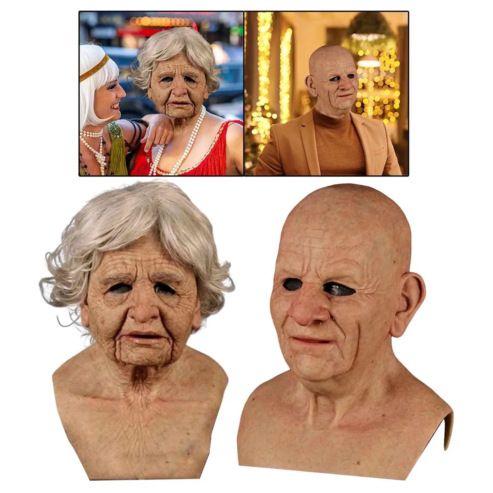 

Novelty Latex Old Man Mask Old Man Woman Head Helmet for Masquerade Party