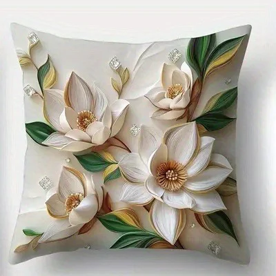

Floral 3D Pillowcase with Bling ,Sofa bedroom cushion cover, single-sided printing, without pillow core