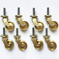 8PCS 1.25Inch Heavy Duty Brass Antique Casters Furniture Brass Universal Wheel for Shelves Sofa Table Chair Trolley Castor DC148