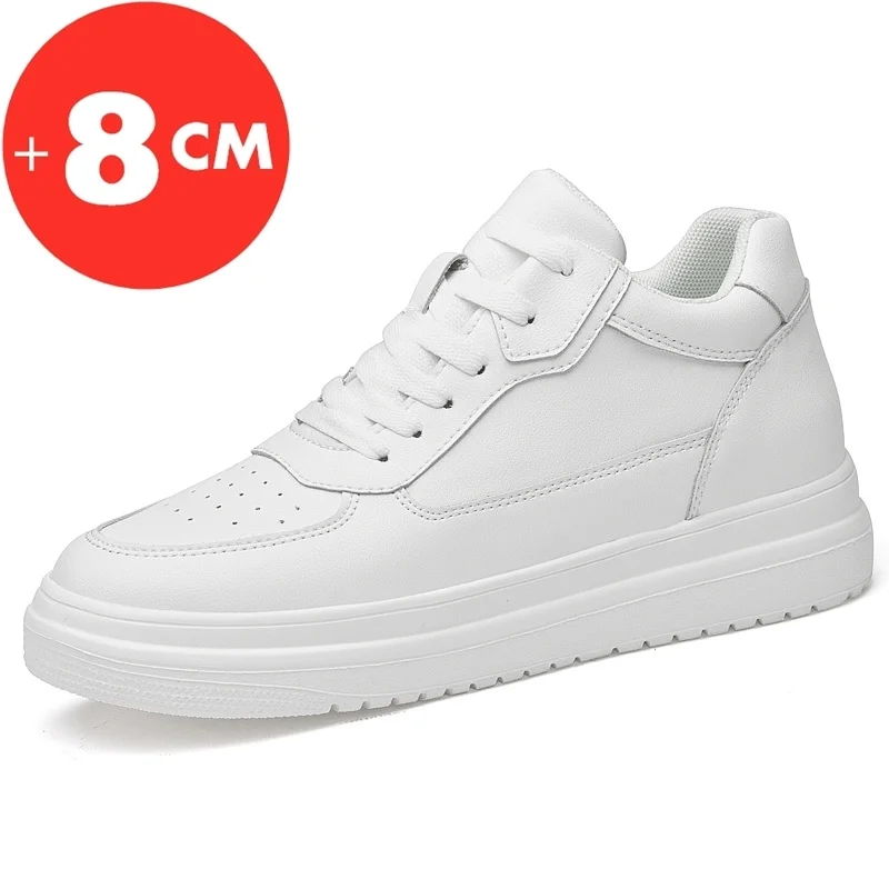 

Men's Elevator Shoes Height Increase Hidden Heels Insole 8cm White Black Taller Shoes Men Sneakers Fashion Sports Shoes
