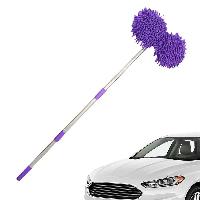 

Car Wash Mop Flexible Rotation Car Wash Mop With 2 Head Car Duster Adjustable Mop For Cars RV Truck Boat