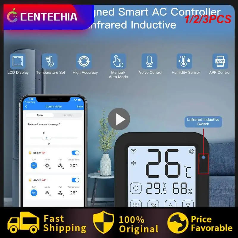 

1/2/3PCS Tuya WiFi Thermostat Universal Remote Control Smart Life Temperature Thremostat Built-in Temperature Humidity