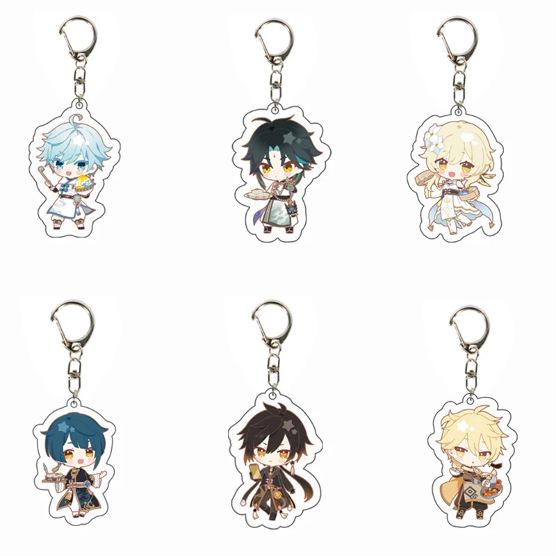 

Genshin Impact Acrylic Keychain Carved Clear Sky Keli Mandrill Noelle Wendy Key Pendant Anime Game Peripherals Bag Pendant 6cm