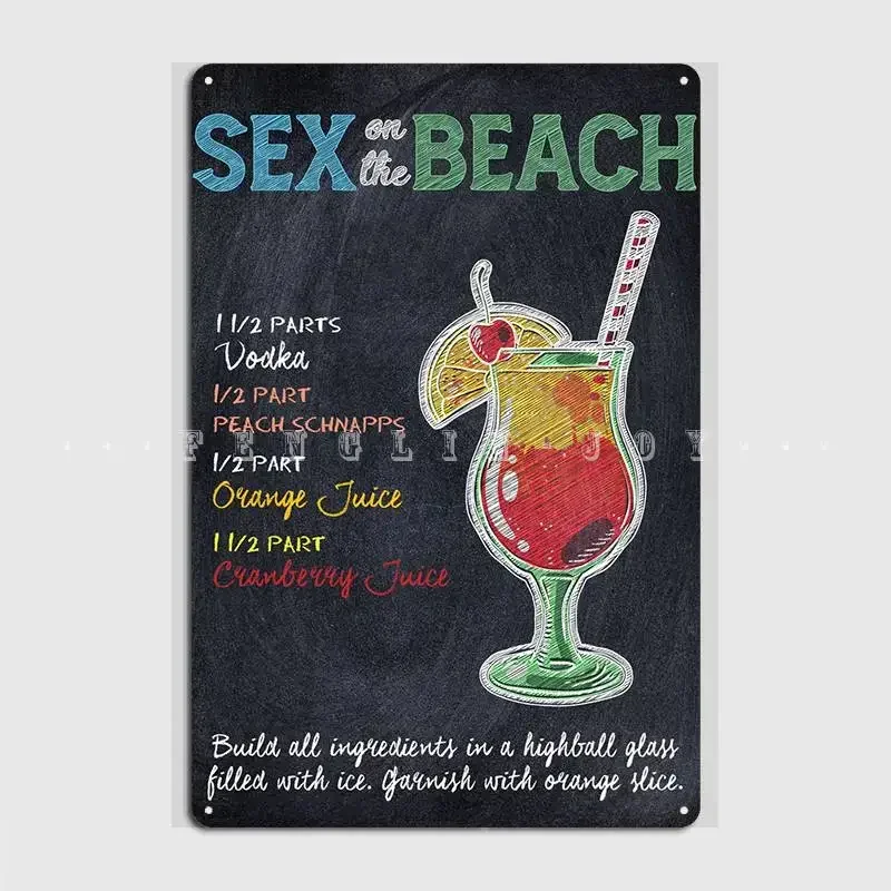 Секс на пляже водка металлический знак настенная пещера паб украшение для гаража