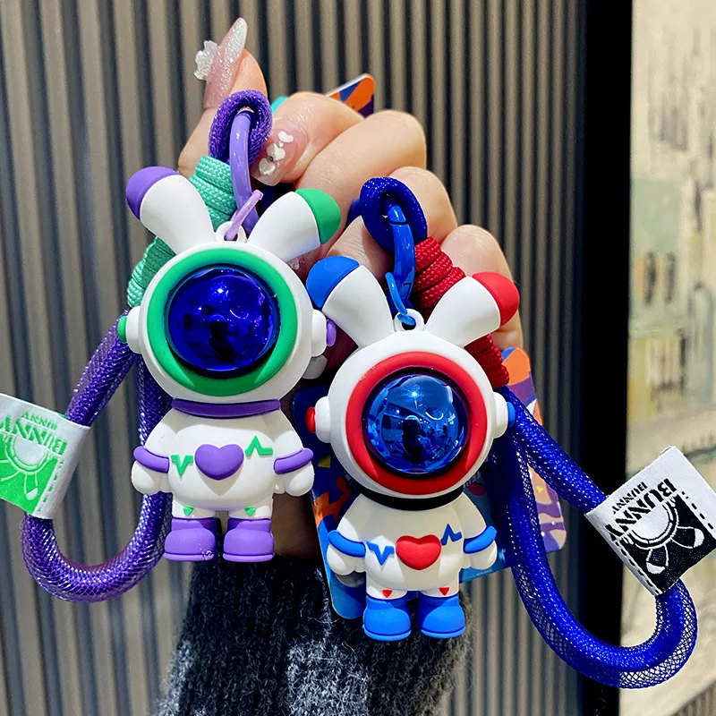 

Креативный брелок с милым мультяшным космическим кроликом для девочек и мальчиков, сумка, рюкзак, автомобильные ключи, подвеска, милая кукл...