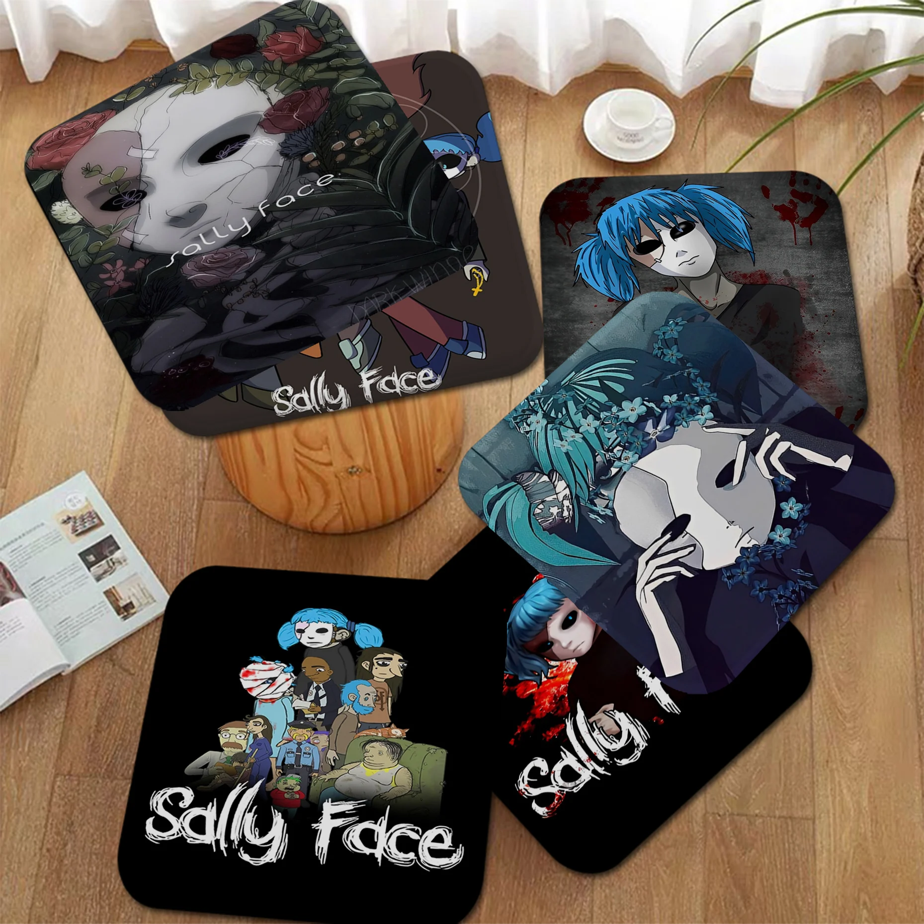 

Sally Face Nordic Printing Meditation Cushion Stool Pad Dining Chair Tatami Seat Cushion Anti-Slip Cushion Pads