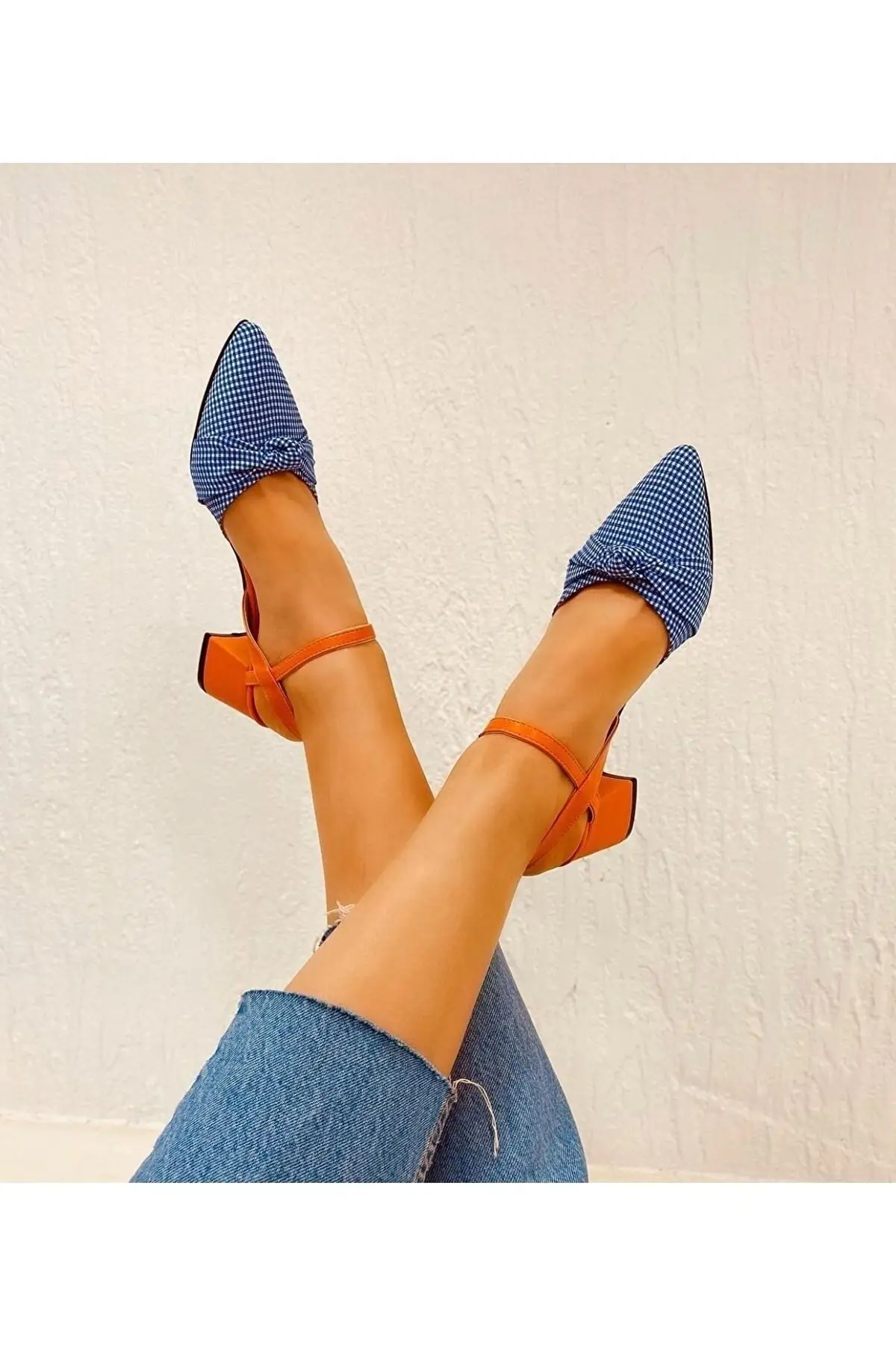 

Women Mila white matte black plaid heels shoes 6346370889676