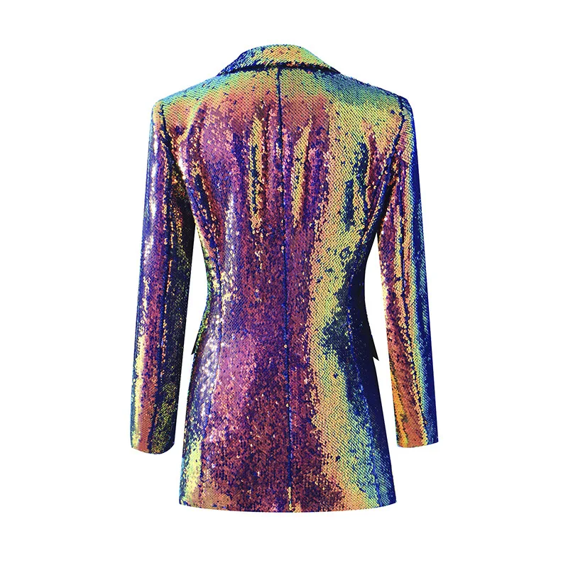 European and American Cool Colorful Heavy Embroidery Sequins Suit Coat 2023 Spring New Suit Collar Ins One Button Blazer Jacket