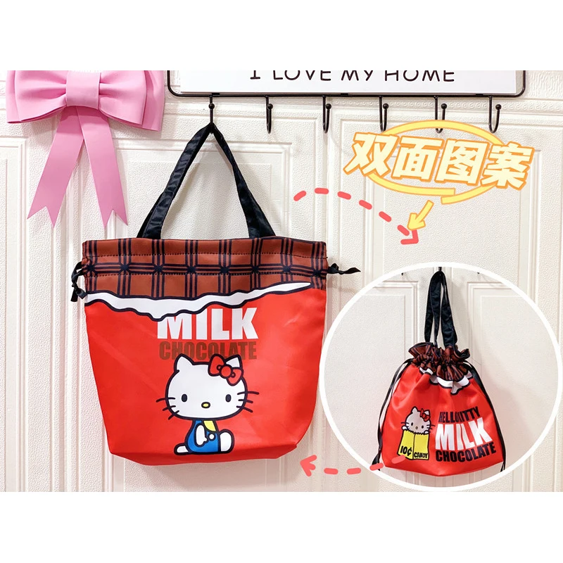 Kawaii Sanrios Anime Melody Cinnamoroll Kuromi Bag Portable Lunch Bag Food Picnic Lunch Bag for Women Girl Kids Children Gift images - 6