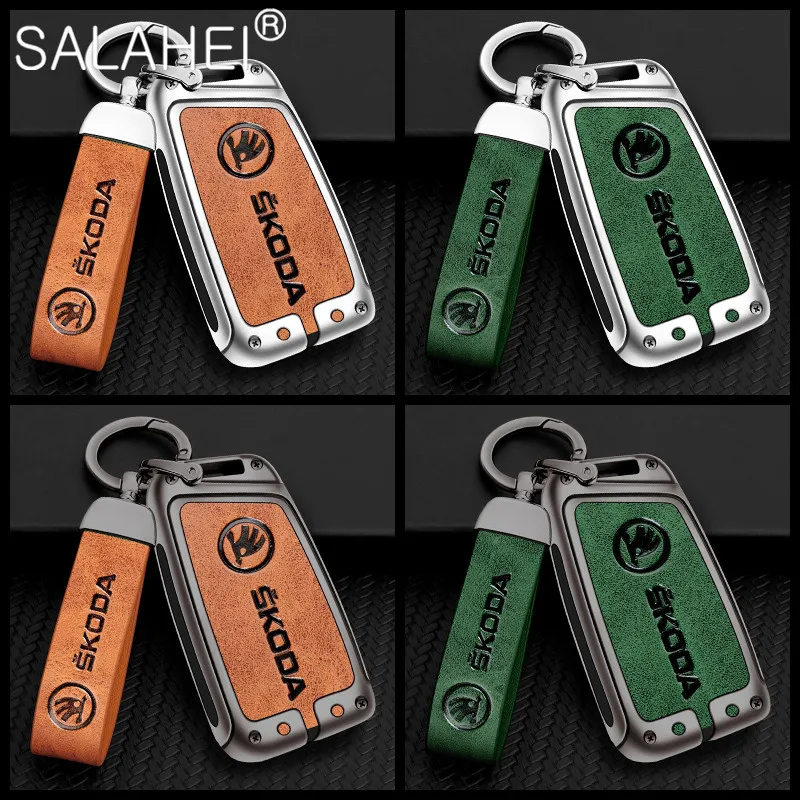 

Zinc Alloy Car Key Cover Smart Remote Fob Case Shell For Skoda Superb A7 Kodiaq Karoq 2020 2021 Protector Keychain Accessories