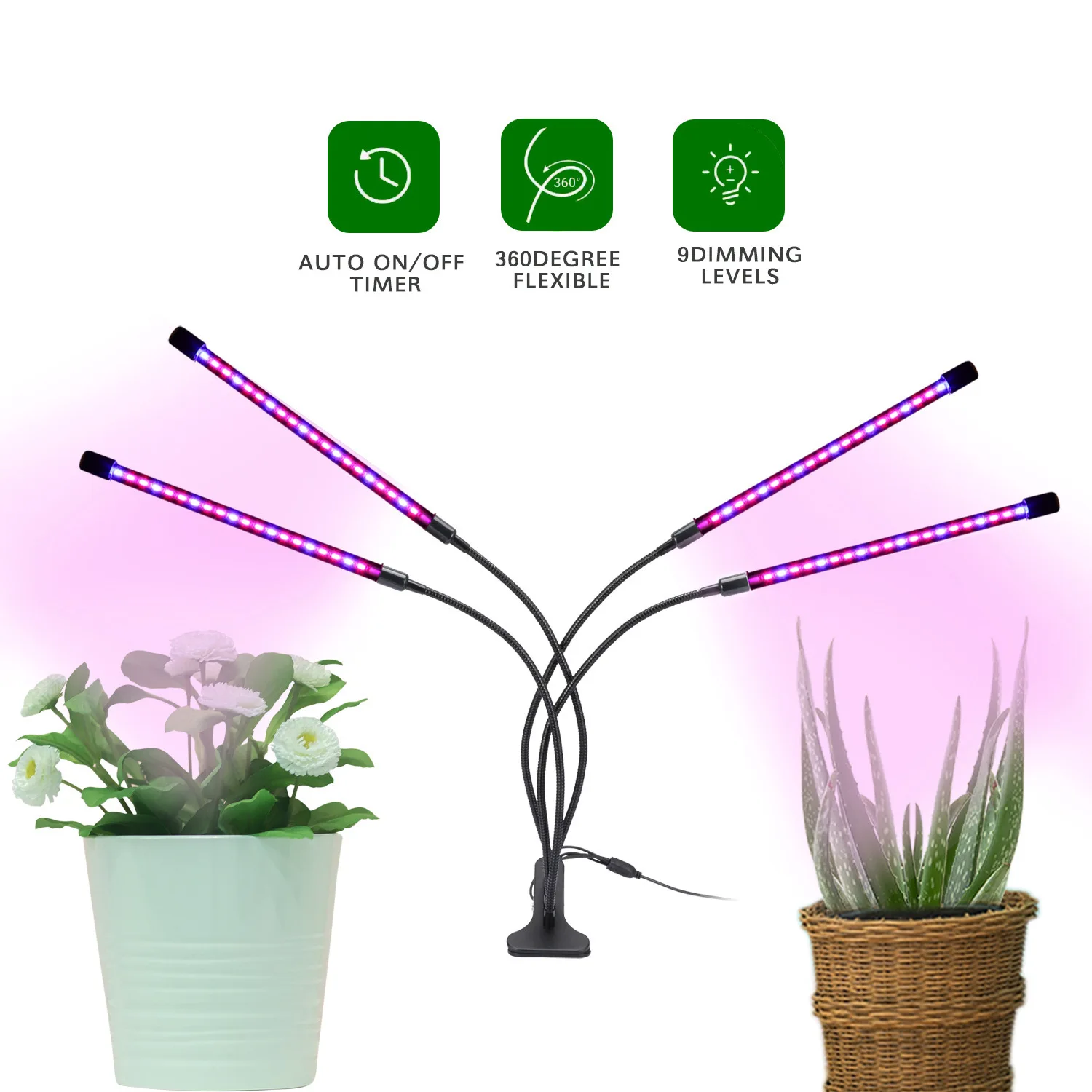 

USB LED Plant Grow Light Indoor Garden 10 Dimmable Levels Grow Light Full Spectrum Setting Hydroponic Greenhouse Timer 3H/9H/12H