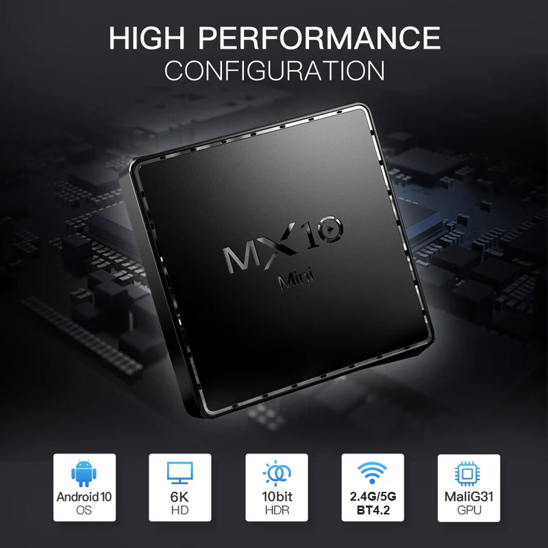 ТВ-приставка MX10Mini на Android 10 с поддержкой 6K 3D H.265 4 + 32/2022/5 ГГц | Электроника