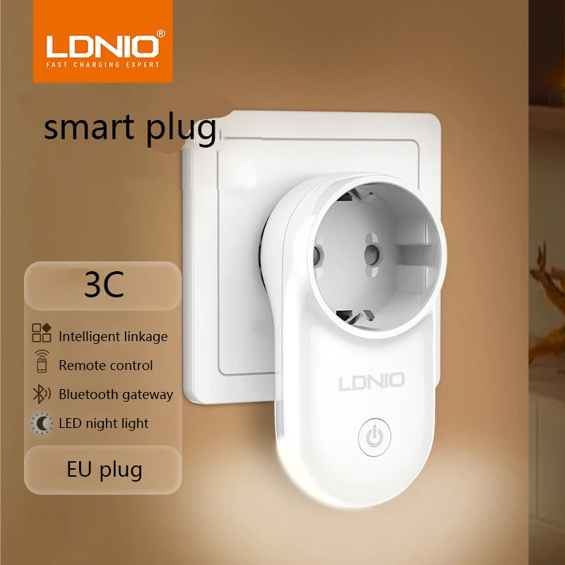 

Smart EU Plug WiFi Bluetooth Socket with LED Light 16A Power Timing Tuya Smart Life APP Control Works with Alexa Google Home