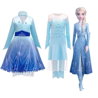 little girls elsa dressed up children frozen beauty pageant blue dress children fall winter carnival birthday party dresses