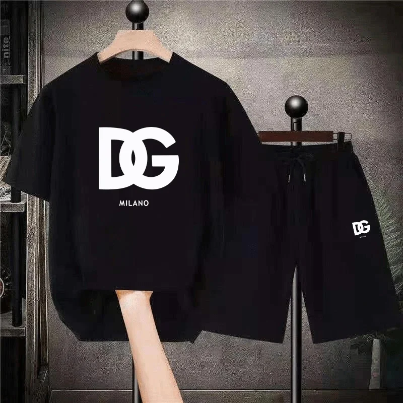 Men's/Women T-Shirts Set Cotton Luxury Brand Quality Shorts Tracksuit 2 Piece Outfits Fashion Print Summer Clothing Streetwear