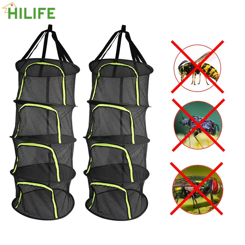 

Herbs Drying Net Dryer Bag Mesh Folding Dry Rack 4 Layers Hanging Basket For Plants Flowers Beans