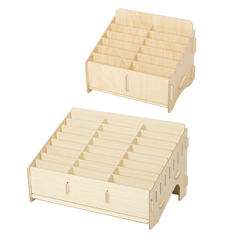 

Настольный органайзер для телефона, деревянный чехол для хранения, держатель для карандашей с несколькими отделениями, органайзер для кистей для макияжа