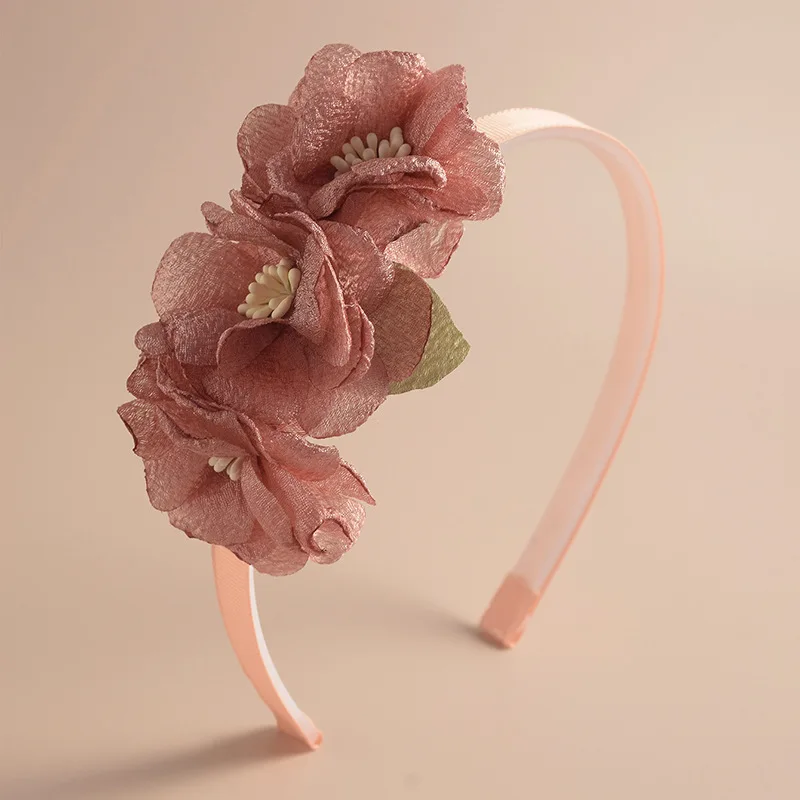 

New Handmade Flower Headbands Cute Pearl Feather Wedding Crown Princess Headbands Party Headwear Fashion Bands for Girls