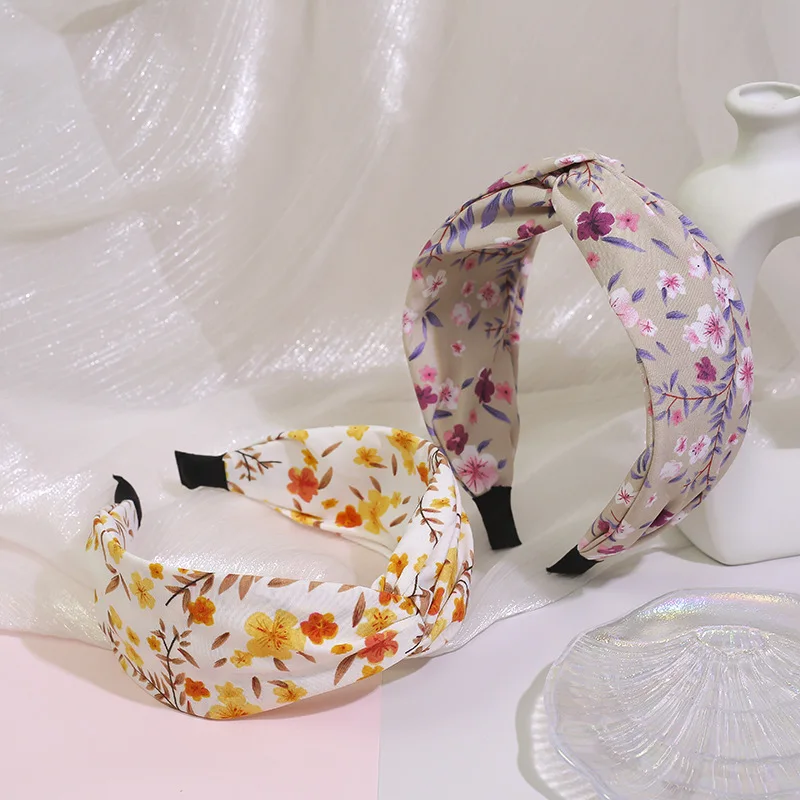 

Women Girls Hair Hoops Headband Hairband Decorated Flowers Knot Stage Performance Photo Props Accessories