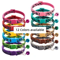 1pc wholesale dog collar with bell delicate safety casual nylon dog cat collar neck strap camo adjustable pet dog accessories
