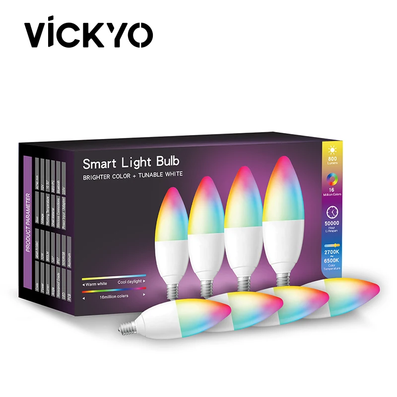 

Умная лампа VICKYO с Wi-Fi и управлением голосом, светодиодные светильники с RGB подсветкой для умного дома, с регулируемой яркостью, автоматизация, Google Home, Alexa