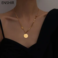 enshir 316l stainless steel t buckle round sweater necklace new ladies necklace hip hop party decoration ornament gift