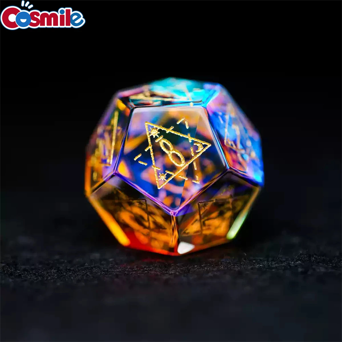 Creative Angled Glass Dice DND Handmade D4-D20 Polyhedral Gemstone Set with Leather Box for D&ampD Role Playing Board Games