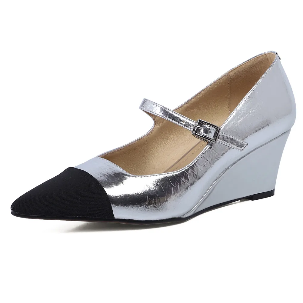 

Туфли-лодочки женские на танкетке, натуральная кожа, заостренный носок, туфли-лодочки, обувь на высоком каблуке, разные цвета, весна