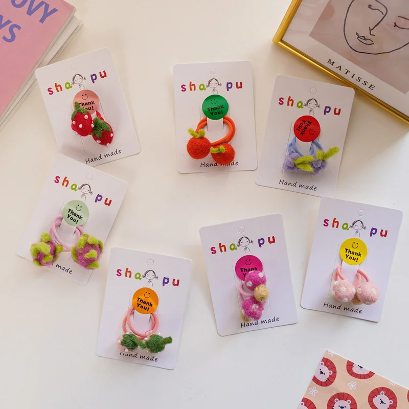 

Korean Version of Imitation Wool Fruit Hair Tie Cute Strawberry Hair Rope New Grape Hairpin Children's Hair Accessories for Girl