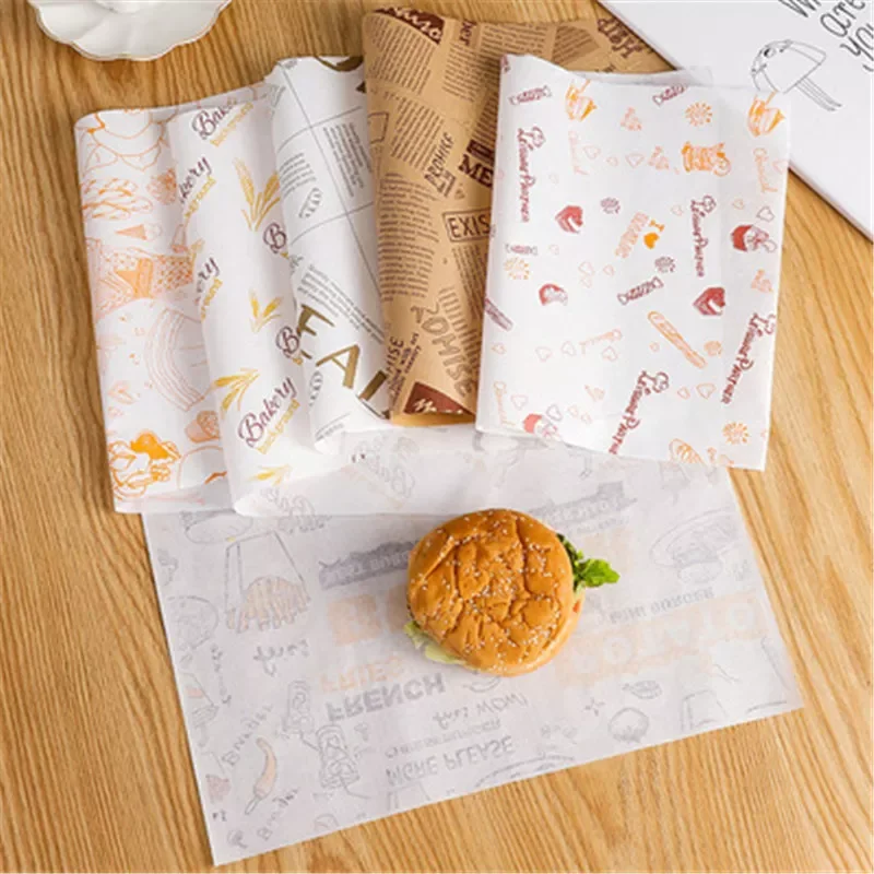 

25Pcs Wax Paper Cake Grease Paper Food Wrappers Wrapping Paper For Bread Candy Cake Burger Fries Oilpaper Baking Wax Paper