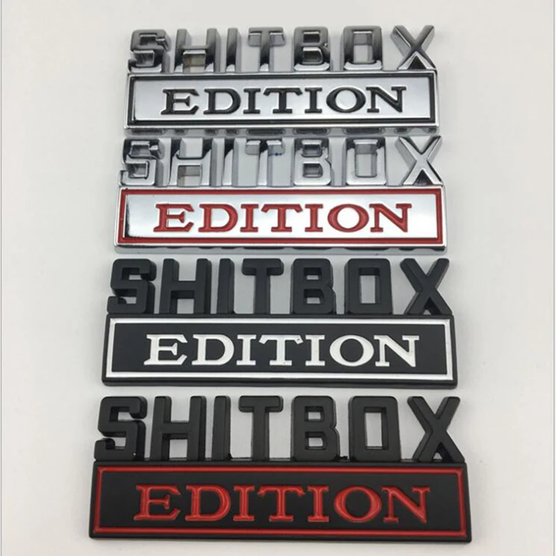 

Металлическая 3d-наклейка на автомобиль, эмблема SHITBOX EDITION, значок на багажник автомобиля, наклейка на боковой части кузова, автомобильные ак...