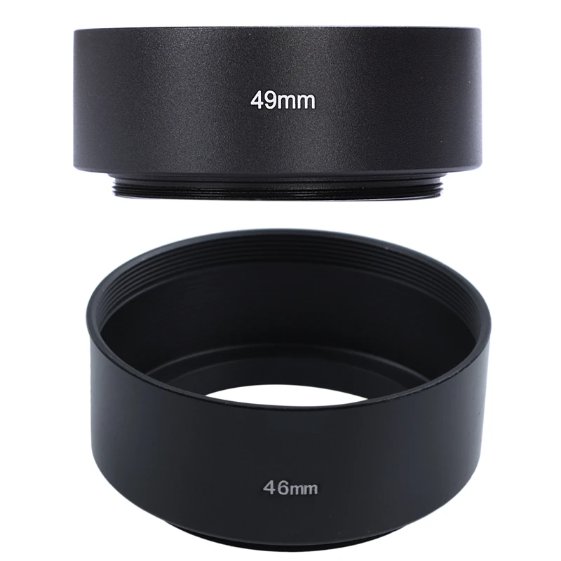 

2 Pcs Mount Standard Metal Lens Hood For Canon Nikon Pentax Sony Olympus, 46Mm & 49Mm