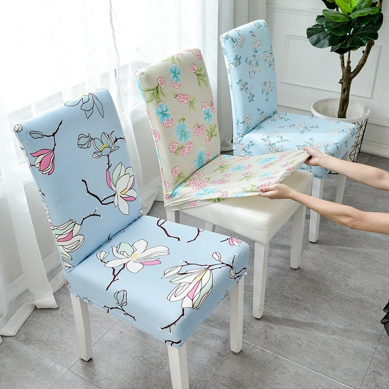 

Floral Print Chair Cover Spandex Stretch Slipcovers Elastic Seat Chair Covers Banquet Chairs For Hotel Kitchen Home Decoration