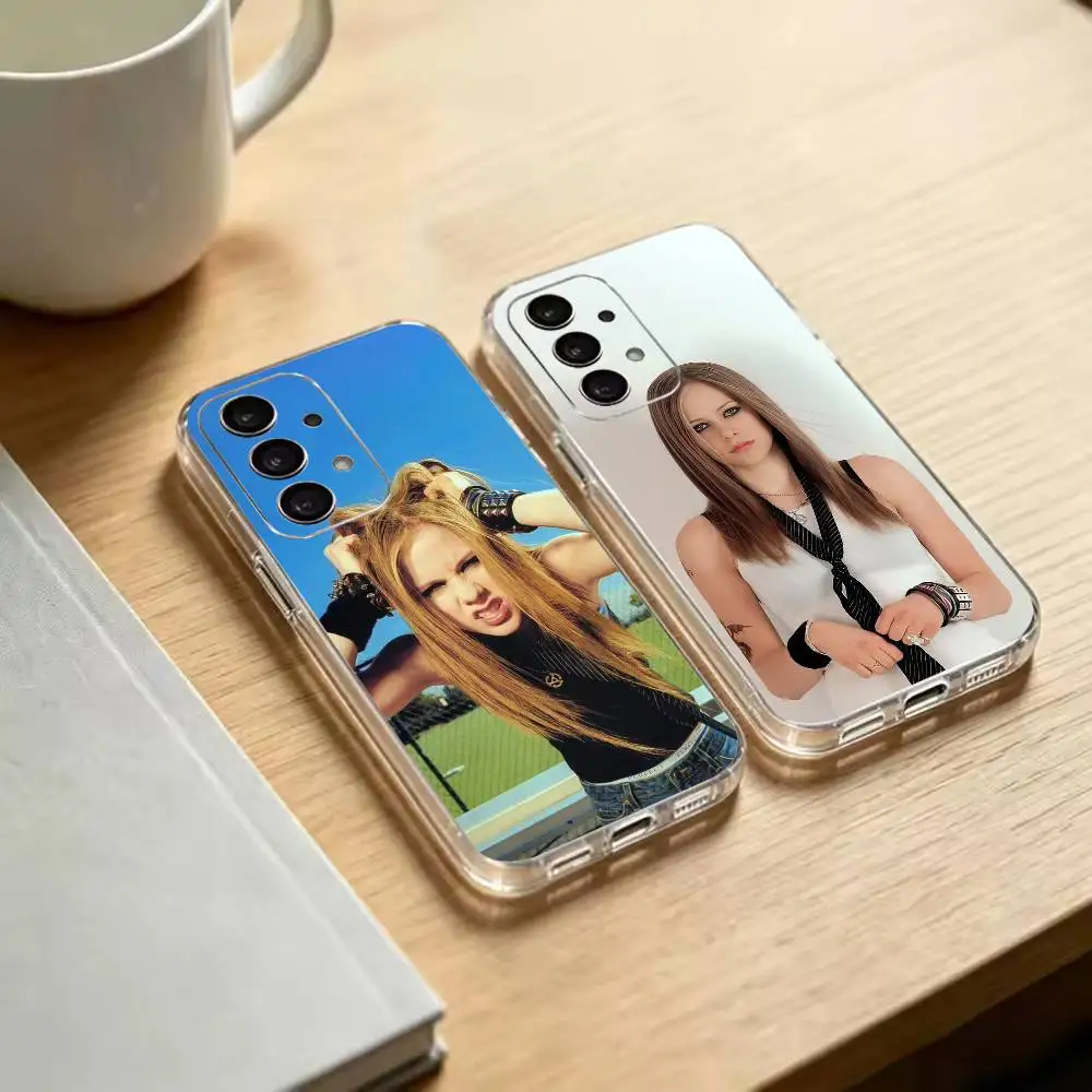 Фото Ретро-рок мерч Аврил Лавин Прозрачный чехол для телефона Samsung S25 S24 S23 S22 S21 S20 Ultra Plus FE Lite Note №1