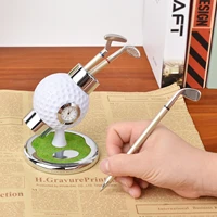 desktop mini golf pen holder with clock simulation golf stationery table ornament golf souvenir gift for office home decoration